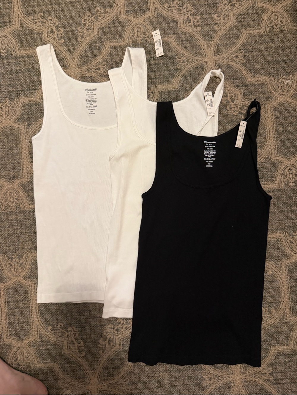 Madewell Women's Scoop Neck Tank Top - Black & White - Picture 1 of 2